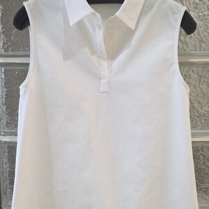 Theory White Pique Polo Sleeveless Tank Top *Altered